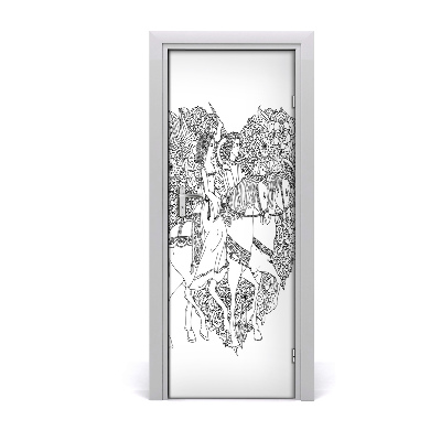 Sticker porte Cœur de cheval amoureux