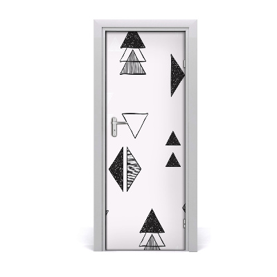 Poster porte Triangles noirs et gris sur fond noir