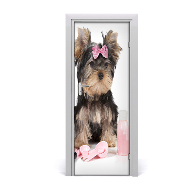 Décoration porte Chien avec un arc