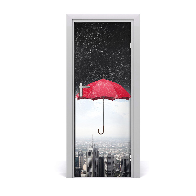 Autocollant porte Parapluie rouge sur la ville