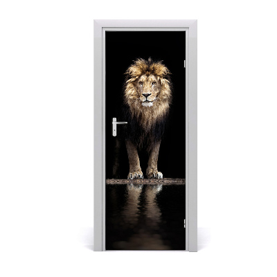 Sticker porte Portrait d'un lion