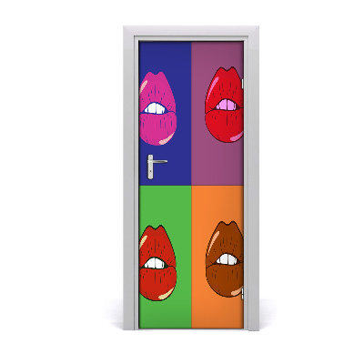 Sticker porte Bouche sur fond coloré