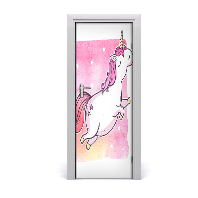 Décoration porte Licorne rose