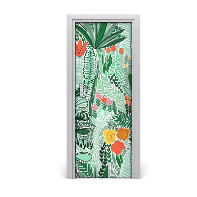 Décoration porte intérieur Fleurs aquarelles tropicales