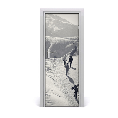 Sticker de porte Skieur en montagne sur la neige