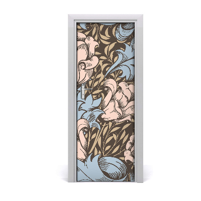 Sticker porte Feuilles fleurs