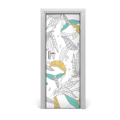 Autocollant porte Feuilles colorées