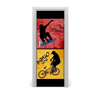 Poster porte Planche à roulettes et vélo bmx