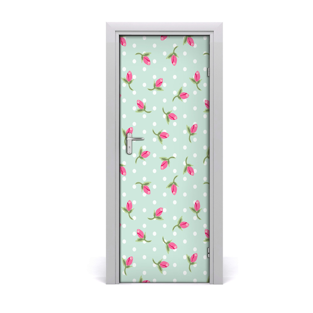 Sticker porte Motif de petites roses