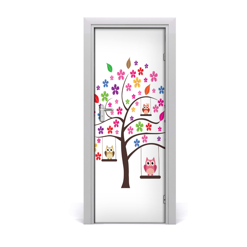Autocollant porte Hiboux dans un arbre