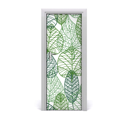 Sticker de porte Motif de feuilles tropicales