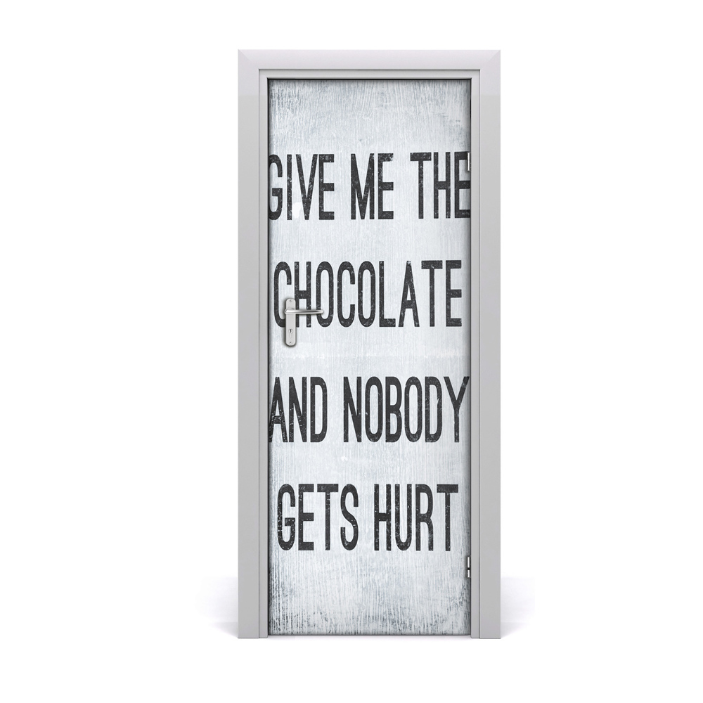 Autocollant porte Donne-moi le chocolat en gros plan