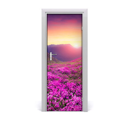 Poster porte Montagnes et fleurs de rhododendron