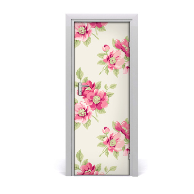 Autocollant porte Fleurs roses