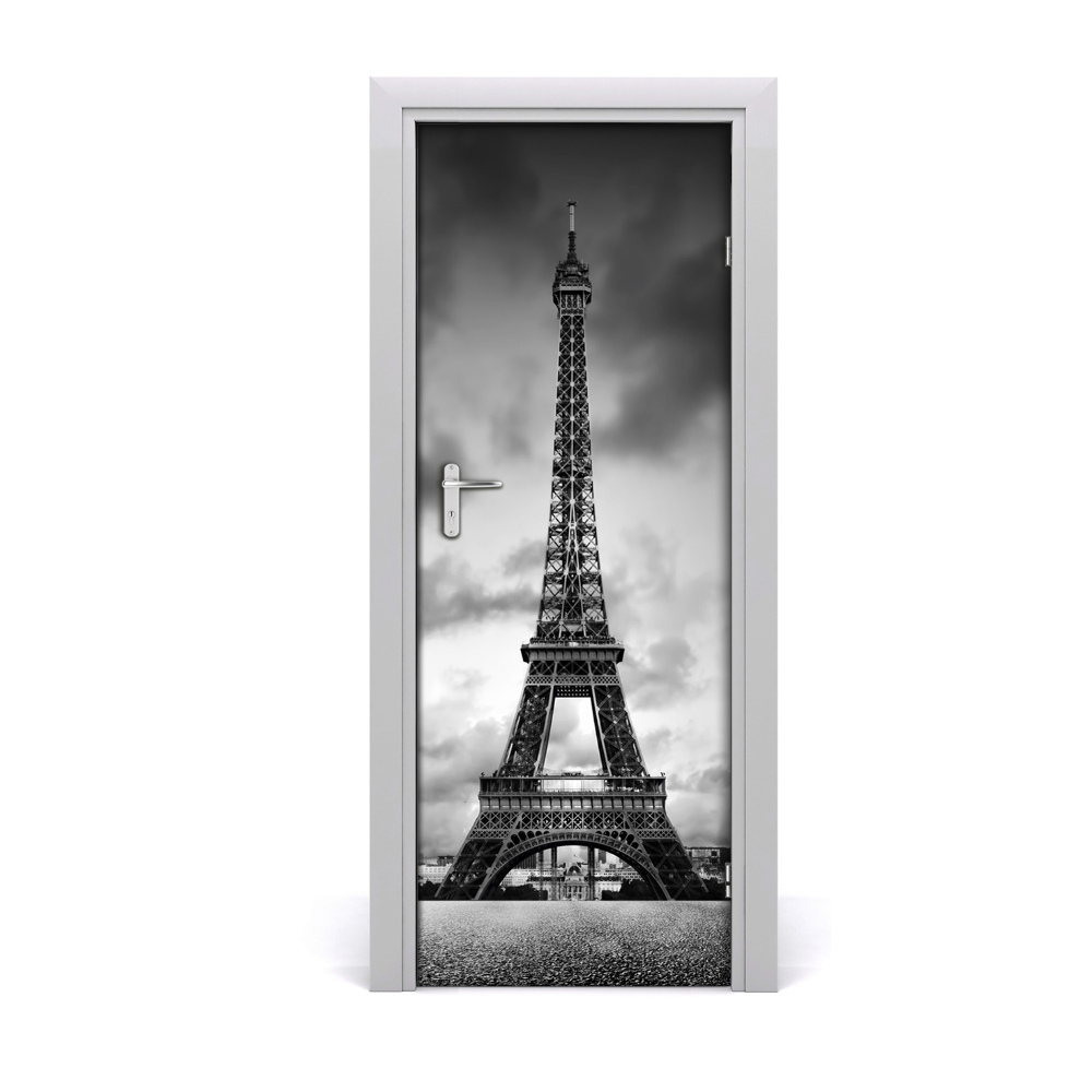 Sticker porte Tour Eiffel noir et blanc