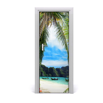 Poster porte Plage de bateaux tropicaux
