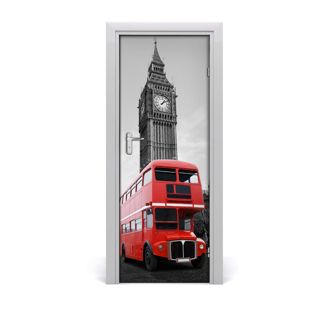 Sticker porte Big Ben bus rouge