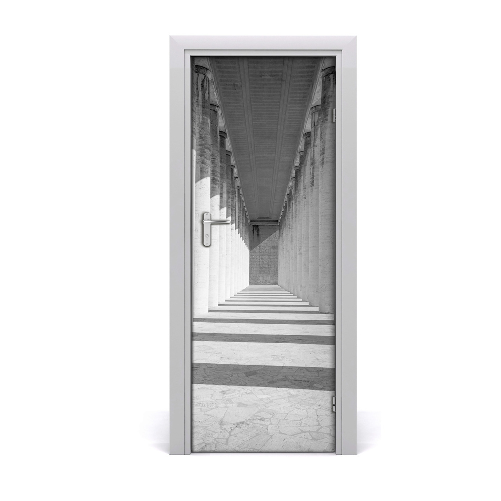Poster porte Couloir noir et blanc