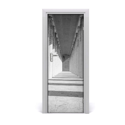 Poster porte Couloir noir et blanc