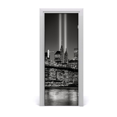 Sticker porte Manhattan New York noir et blanc