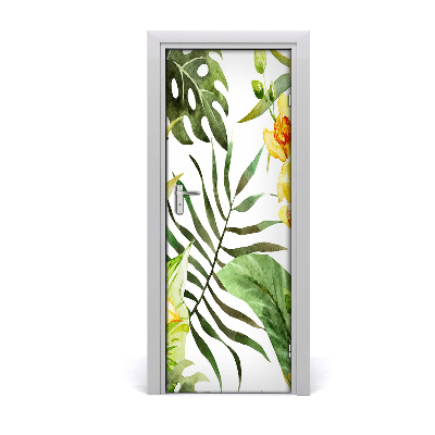 Sticker porte Fleurs tropicales