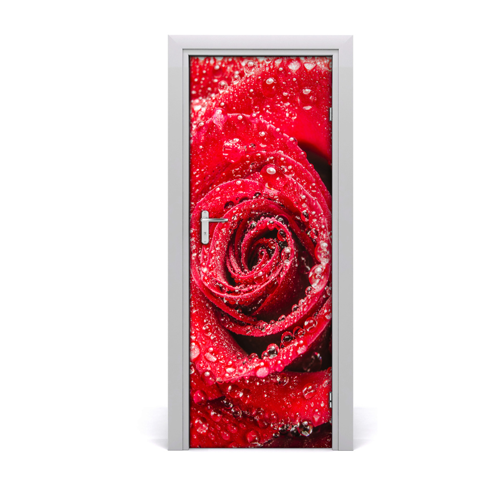 Autocollant porte Rose rouge