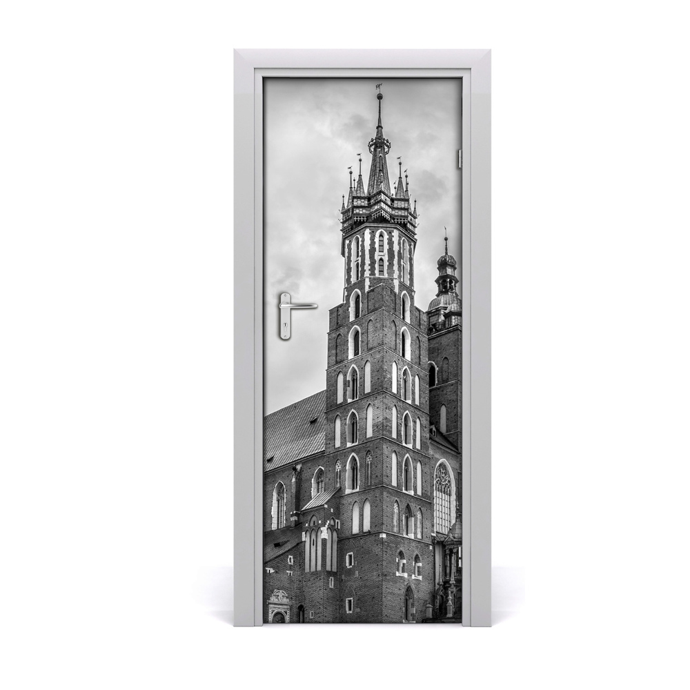 Sticker de porte Cracovie Pologne noir et blanc