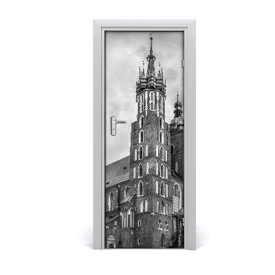 Sticker de porte Cracovie Pologne noir et blanc