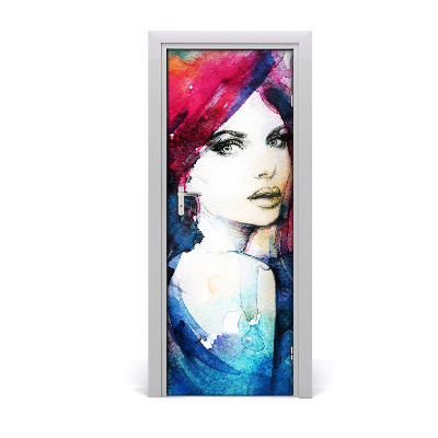 Décoration porte Femme aquarelle