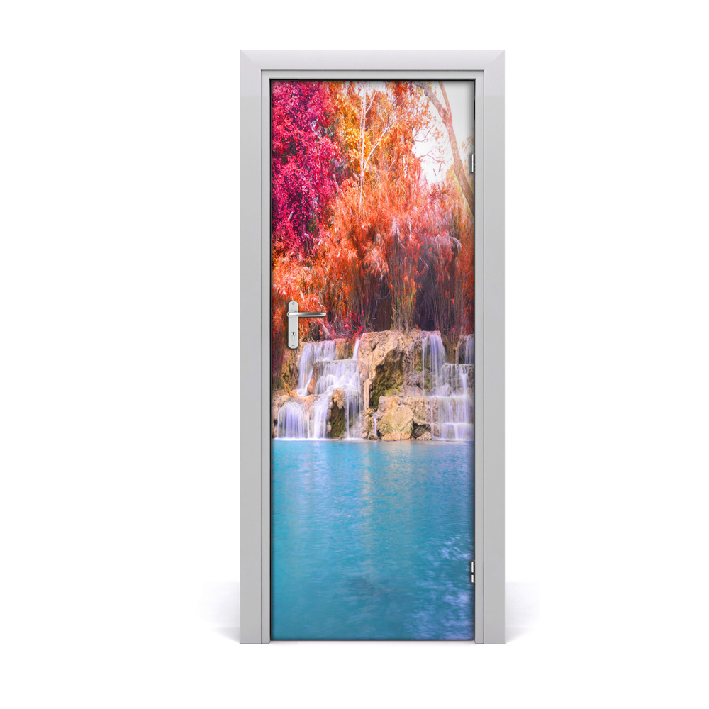 Décoration porte intérieur Cascade dans la forêt en automne