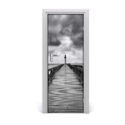 Poster porte Phare noir et blanc