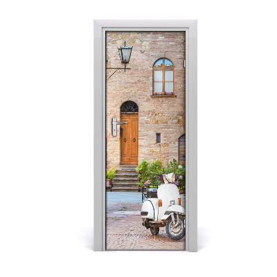 Sticker porte Rues italiennes scooter blanc