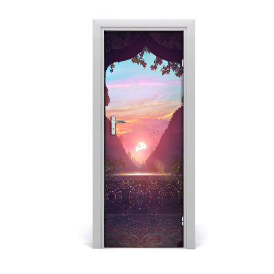 Décoration porte Lever de soleil rose