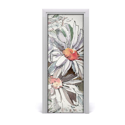 Décoration porte Marguerites aquarelles