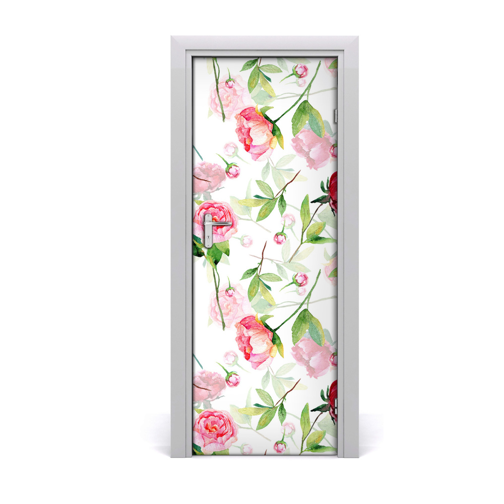 Papier peint porte Feuilles de pivoine rose