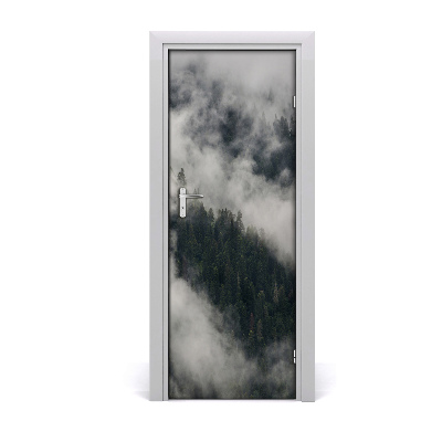 Sticker de porte Nuages au-dessus d'une forêt dense