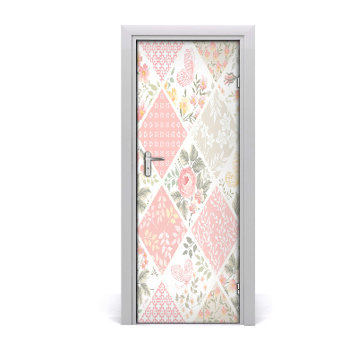 Sticker porte Motif de fleurs en patchwork
