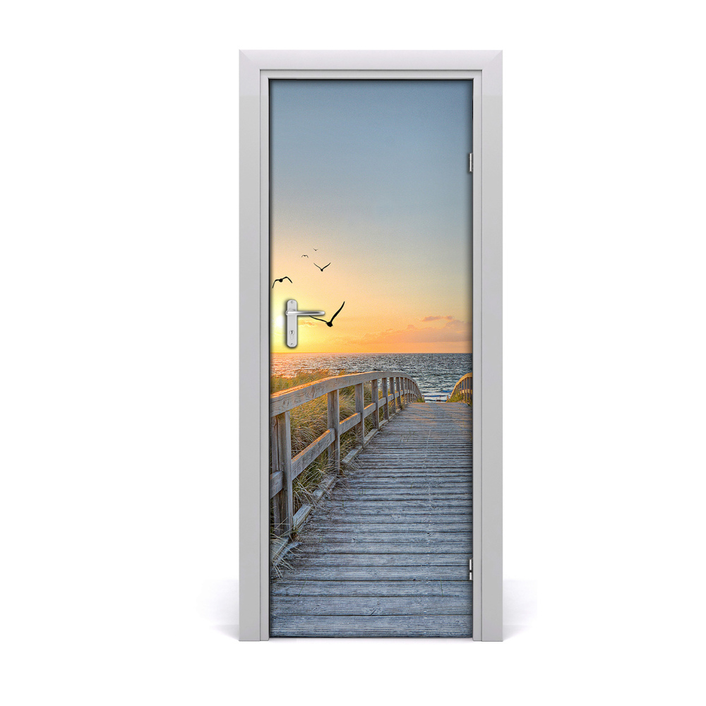 Autocollant porte Chemin vers la plage des oiseaux