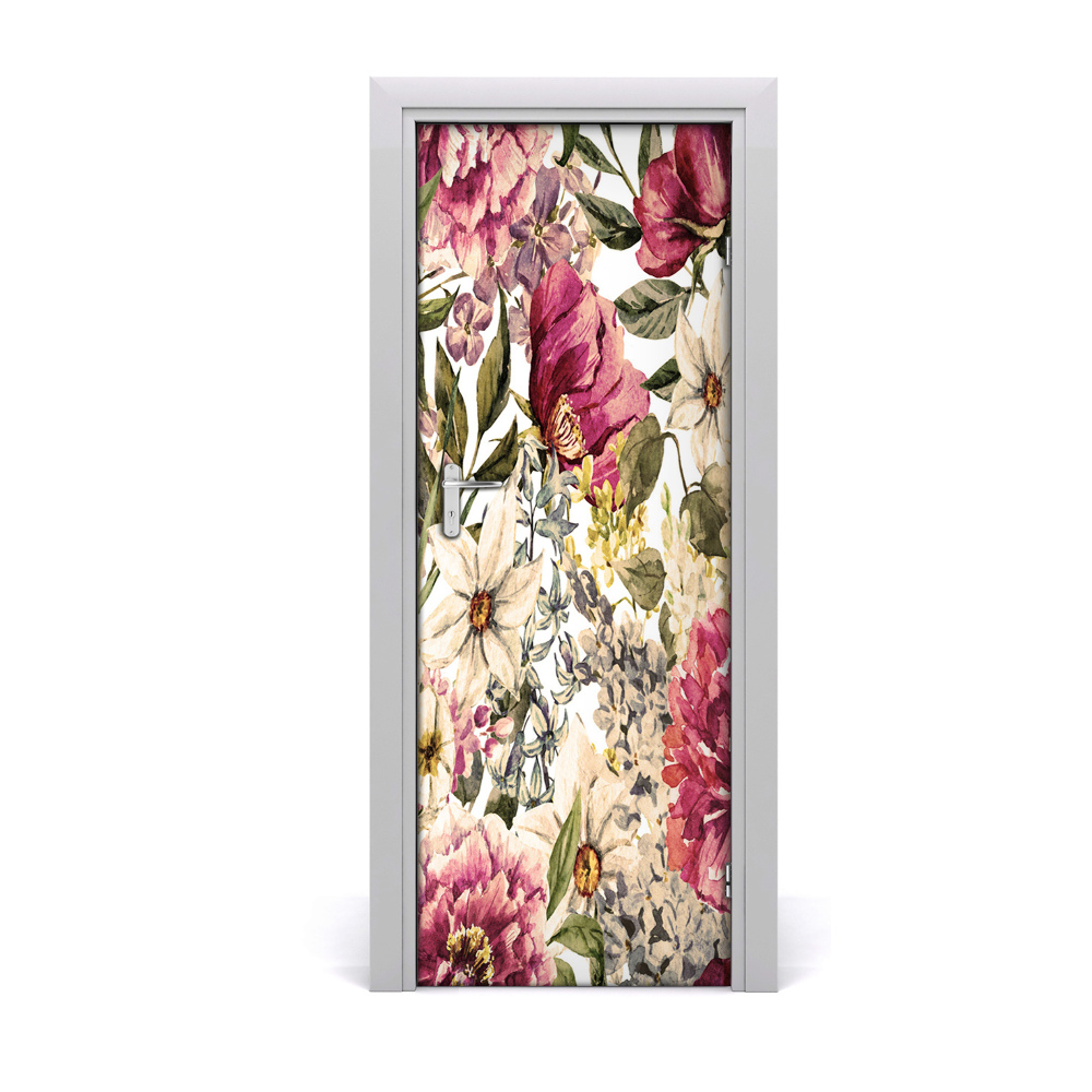 Sticker de porte Motif de fleurs de prairie