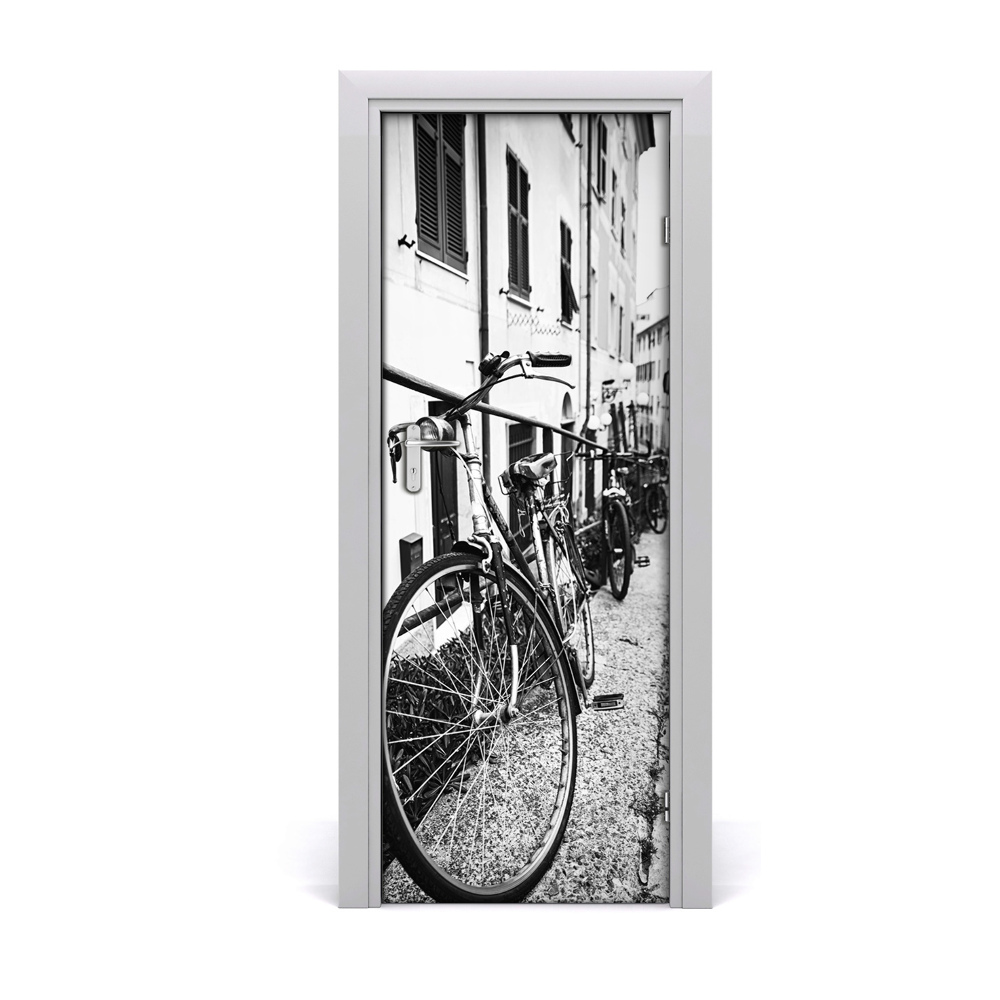 Sticker porte Vélos urbains noir et blanc