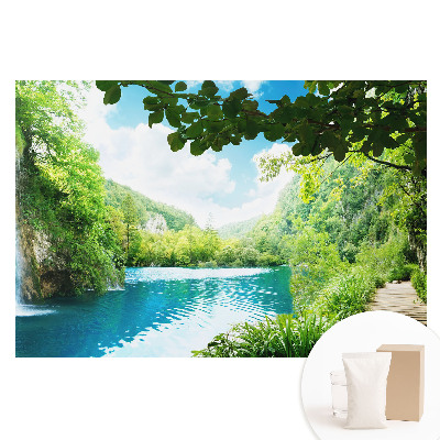 Papier peint intissé représentant des forêts, des cascades et un lac