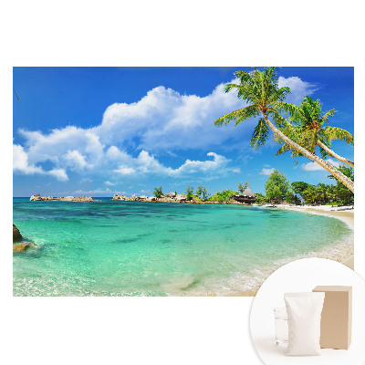 Papier peint photo sur intissé motif plage exotique avec palmiers et verdure