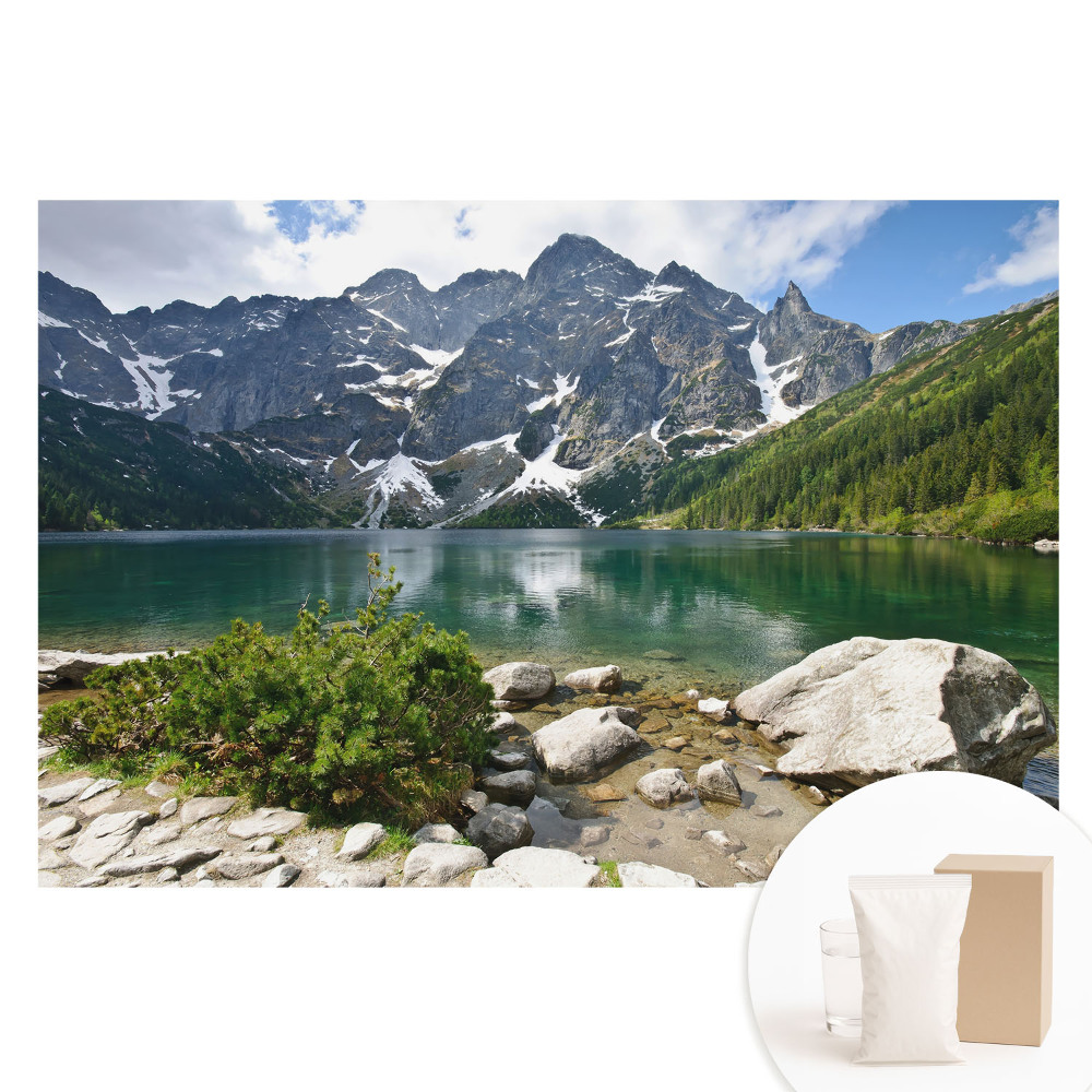Papier peint intissé photo montagnes reflétées dans un lac