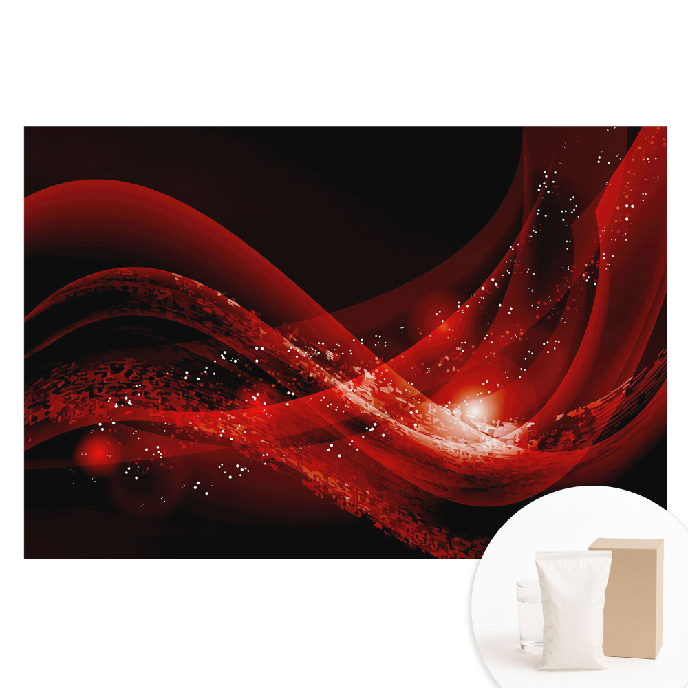 Papier peint intissé imprimé vagues et étincelles rouges abstraites