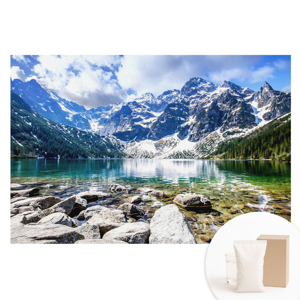 Papier peint photo grand format Lac de montagne et sommets paisibles
