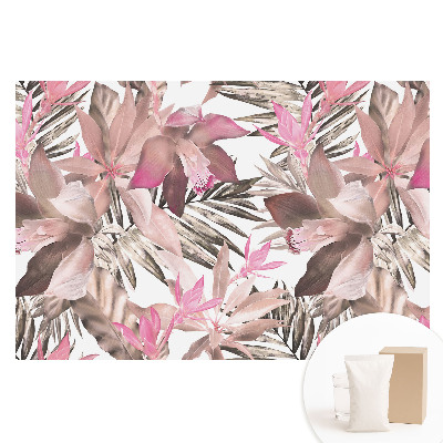 Papier peint photo intissé à motif de fleurs exotiques aux tons pastel