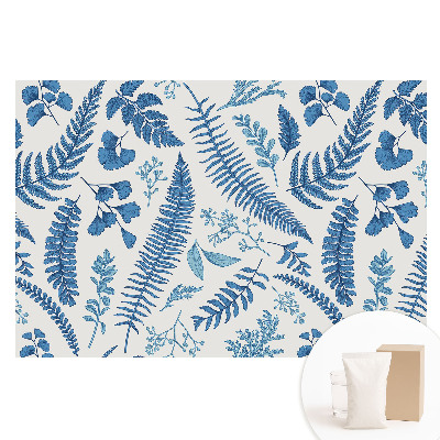 Papier peint photo sur tissu non tissé Feuilles bleues sur fond blanc