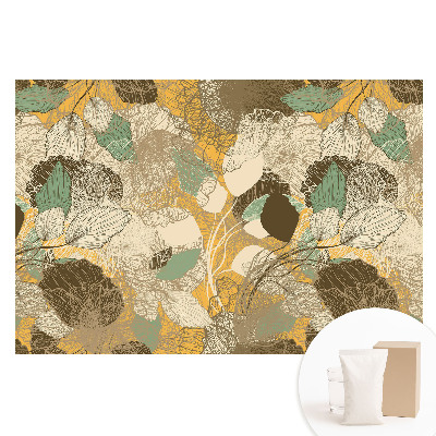Papier peint panoramique intissé Motif feuilles et fleurs délicates