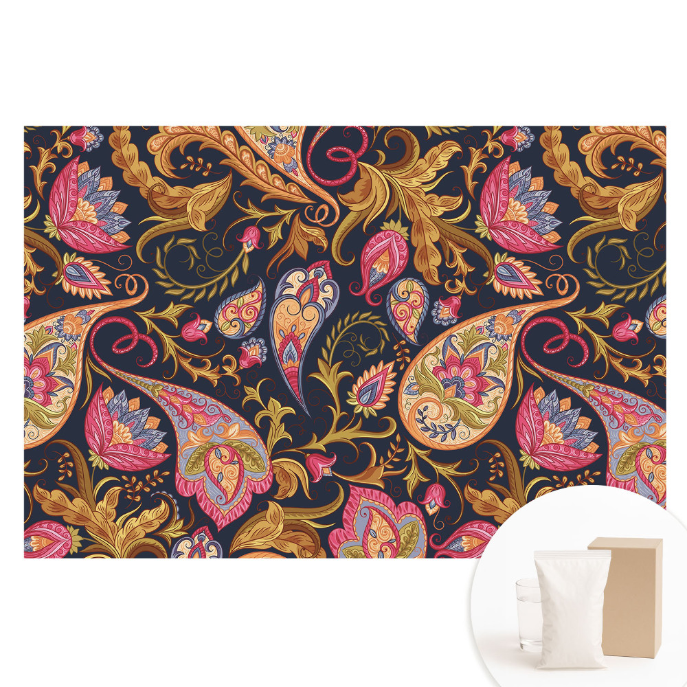 Papier peint intissé imprimé Motif floral cachemire coloré et élégant