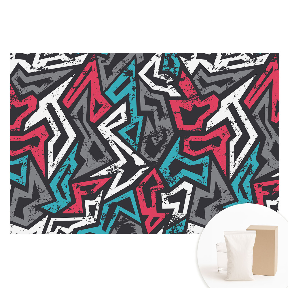 Papier peint intissé à motif graffiti géométrique style énergique